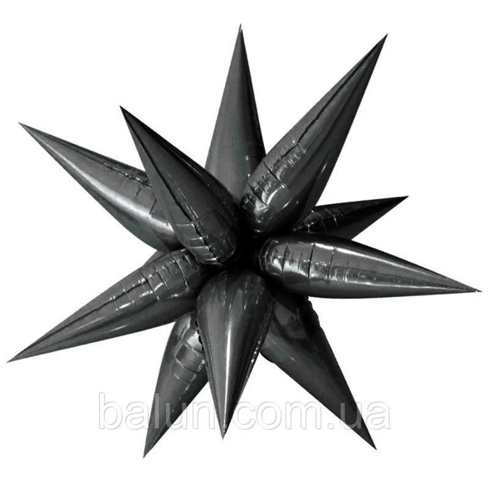 Звезда 3D (ёжик) 65*65 см чёрная