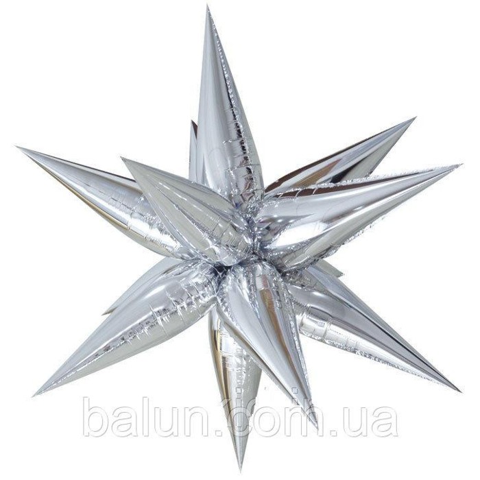 Звезда 3D (ёжик) 65*65 см серебро