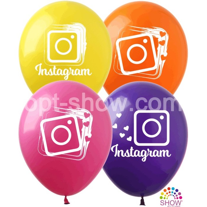 Instagram 12" жёлт, оранж, малин, фиол 1 ст. 1 цв. (100 шт)