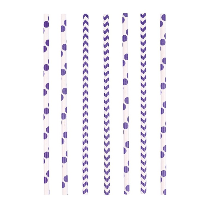 AM Трубочки горох/шеврон фиолетовый Purple 19,5 см 24 шт/A