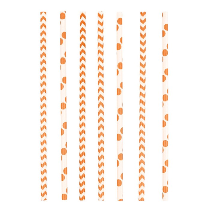 AM Трубочки горох/шеврон оранжевый Orange Peel 19,5 см 24 шт/A
