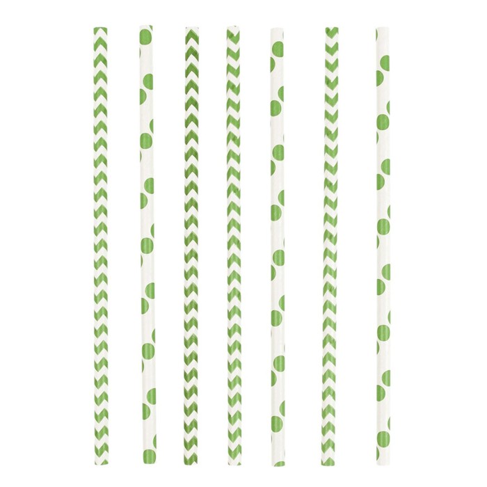 AM Трубочки горох/шеврон Зелёный киви Kiwi Green 19,5 см 24 шт/A