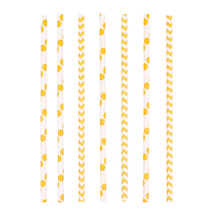 AM Трубочки горох/шеврон Жёлтый Sunshine Yellow 19,5 см 24 шт/A