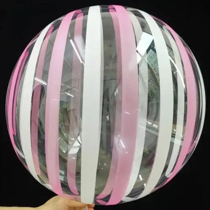 Bubbles кристалл с белыми и розовыми полосками 20"